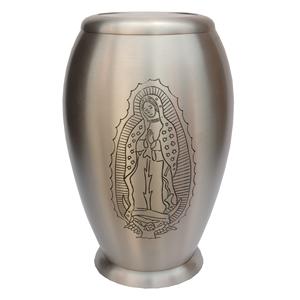 Urna de cremación para adultos de estilo americano con patrón de trigo dorado Urna de cenizas de recuerdo metálica sostenible - Product Image 4