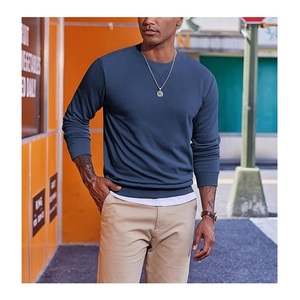 Nouvelle Collection Élégant Manches Longues Col Rond Épaule Pente Couleur Unie Confortable Plus Size Hommes Sweat Du Bangladesh - Product Image 3