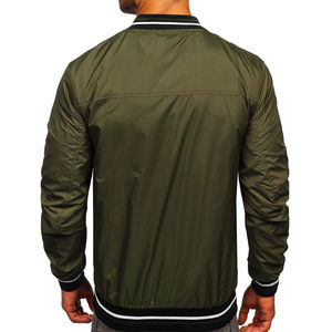 Chaqueta Bomber verde oliva, ropa de calle ligera con cremallera, prendas de vestir exteriores con cuello acanalado, puños y dobladillo, chaqueta informal suave y elegante - Product Image 6