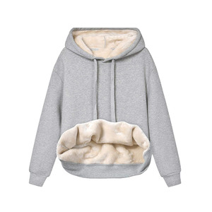 OEM Heavyweight Pullover <b>Hoodies</b> for Women's 100% Cotton <b>Fur</b> Inside Warm Winter Clothing Custom Brand Logo Print <b>Hoodies</b> Womens - Product Image 2