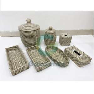 Porte-serviettes et porte-serviettes en herbe de mer blanche du Vietnam pour hôtels, style classique, accessoires de cuisine et de salle de bain - Product Image 3