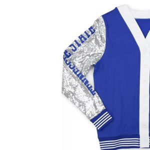 Pull à col en V scintillant personnalisé pour femmes Pull de style collégial scintillant pour l'hiver - Product Image 3