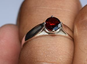 ธรรมชาติสีแดงโกเมน4ง่ามแหวนแฮนด์เมดแหวนเงิน-925แหวนเงิน-รอบสีแดงโกเมน-สัญญาแหวน - Product Image 3