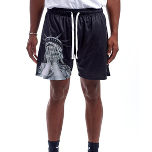 Pantalones cortos de malla para fitness de calle para hombre con logotipo personalizado impreso, cintura elástica cómoda, diseño de sublimación sólido - Product Image 1