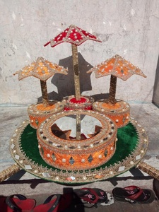 Thali décoratif fait à la main 2025 avec bols Thali Punjabi mariage Style Mehndi panier/assiettes OEM entretenu Mehndi Thaal - Product Image 3