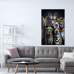 Arte en lienzo de cebros divertidos con gafas: decoración de pared única con diseño de animales, lienzo envuelto - Product Image 1