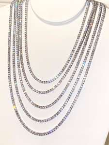 Cadena de tenis de lujo con diamantes de moissanita VVS, cadena de plata de ley 925, cadena estilo rapero con incrustaciones, collar de tenis con diamantes agrupados - Product Image 6
