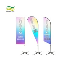 Drapeau de plage en polyester 100D de qualité supérieure, impression numérique par sublimation, 90x150cm (3x5ft), forme goutte d'eau, personnalisable