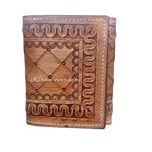 Portefeuille en cuir de vachette de luxe vintage pour hommes rétro en cuir véritable avec boucle en acier longueur personnalisée prête à expédier - Product Image 1