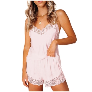 2021 Sexy Valentine dames luxe rouge Satin dentelle longue Robe pyjamas nuit pyjamas femmes vêtements de nuit - Product Image 4