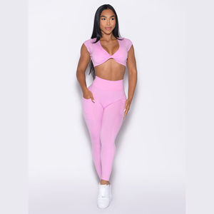 Leggings de sport à taille haute, personnalisés, rose, élastiques, à la mode, à séchage rapide et respirants, pour femmes - Product Image 2