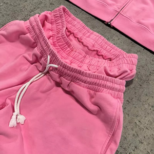 <b>Pink</b> Cotton Men's Streetwear <b>Tracksuit</b> <b>Set</b> Hooded Sweatshirt Elastic Waist Regular Fit Pants Casual Winter Wear Solid Color Full - Product Image 5
