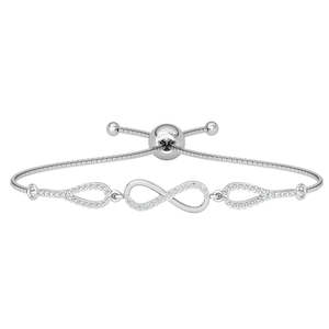 NOVAMART Fine Rhodium-Plated Diamond/Ruby Butterfly <b>Infinity</b> <b>Bracelet</b>- 925 Pure Silver Wholesale Export - Product Image 1