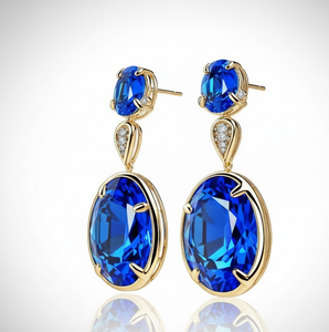 Pendientes de Topacio Azul de 10*14 mm con Circonita Cúbica para Mujer, Plata de Ley 925, Chapado en Oro de 18K, Joyería de Piedras Preciosas Colgantes, Regalo - Product Image 3
