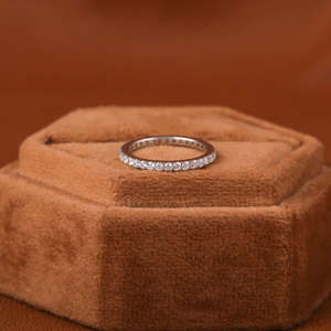 18KT Solid Gold Plated Round Cut Lab Grown Diamond Full Eternity Wedding Band Classic Luxury Wedding Gift - Product Image 1
