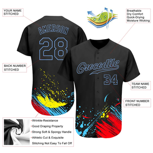 Venta caliente Sublimación Uniforme de béisbol Jerseys Conjuntos Color negro Poliéster Hecho Adultos Ropa deportiva Conjuntos de camisetas de béisbol - Product Image 3