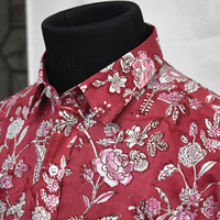 Chemise Homme Rayée en Coton Cambric Doux Imprimé à la Main Indien, Col Mandarin Triple Boutonnage – Meilleure Vente Actuelle