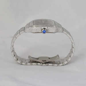 Montre de luxe classique avec cadran rouge personnalisé, entièrement sertie de diamants en moissanite, en acier inoxydable, avec cadran en verre, date, chiffres romains - Product Image 5