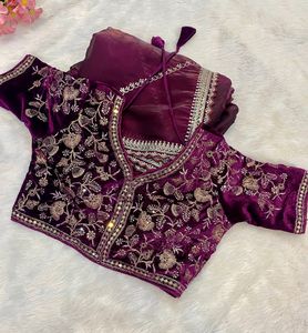 Saree de créateur en soie de cristal brillant violet pour la fête de mariage Diwali Festival femmes vêtements ethniques avec chemisier fantaisie exclusif Sari - Product Image 1