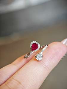 แหวนเงินแท้ 925 ชุบทองคำขาว 14K ประดับมุกน้ำจืดรูปหยดน้ำ ฝังเพชรโมอิสซาไนต์ แหวนดีไซน์หรูสำหรับงานปาร์ตี้ของผู้หญิง - Product Image 2