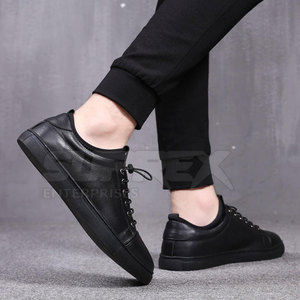 Chaussures de sport décontractées pour hommes en cuir véritable de vachette, à lacets, légères, respirantes, souples, couleur unie – Prix de gros - Product Image 5