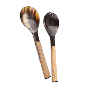 Juego de tenedor de cucharas de caviar decorativas vikingas hechas a mano, cuerno de búfalo de la mejor calidad para cocina, camping y servicio de sopa en la India - Product Image 4