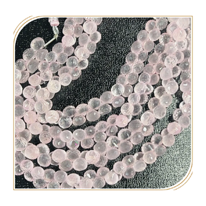 AAA haute qualité naturel rose Rose Quartz pierres précieuses facettes Briolette oignon gouttes perles 8 pouces brin taille 5 à 6mm environ - Product Image 2