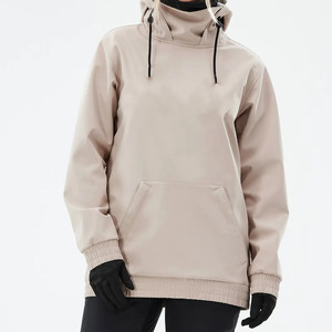 Sweat-shirt à capuche unisexe surdimensionné, couleur unie, coupe-vent, vêtements décontractés d'hiver, beige, tissu en molleton français, coupe régulière - Product Image 1
