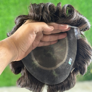 Perruque Toupet Cheveux Humains Remy 100% pour Homme Style Indien Vagues d'Eau Texture Cheveux Raides - Product Image 5