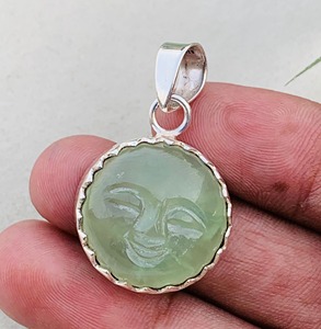 Colgante de Prehnita natural, colgante de plata de ley 925, colgante de piedras preciosas de Prehnita hecho a mano, regalo - Product Image 2