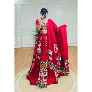 ชุดเลเฮนกาโชลีผ้าลูกไม้ลายคาวรีสุดหรู พร้อมลายพิมพ์สำหรับงานปาร์ตี้ สวมใส่ได้สองด้าน สไตล์ทันสมัย ใช้ได้ทุกฤดู - Product Image 1