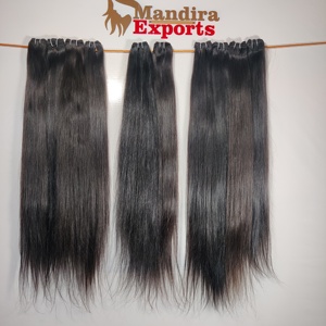 Extensiones de cabello humano virgen crudo vietnamita, máquina de cabello de templo recto, paquetes de trama doble, cabello humano indio crudo - Product Image 6