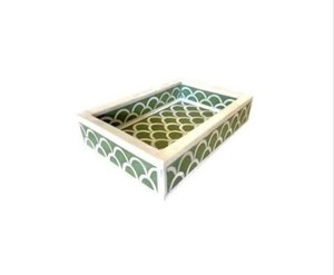 Plateau de qualité supérieure en nacre et résine avec motif floral antique pour le petit-déjeuner, le thé, le café, le rangement et les cadeaux - Product Image 6
