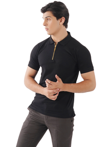 Polo de algodón de primera calidad para hombre, camiseta informal de manga corta ajustada con cuello acanalado de color contrastante y puños, transpirable para verano - Product Image 3