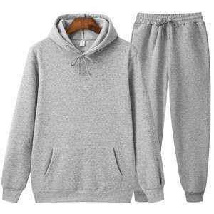 High Quality Casual Mid Waist Baggy <b>Hoodie</b> and Sweatpants Set for Men 100% Cotton Two Piece Tracksuit - Product Image 5