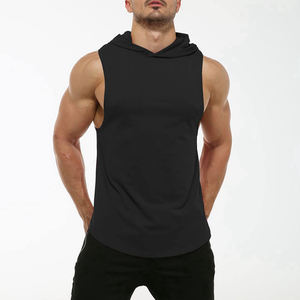 เสื้อแขนกุดมีฮู้ดสำหรับผู้ชาย, เสื้อแขนกุดมีฮู้ดถักออกกำลังกายออกกำลังกายในยิม - Product Image 1