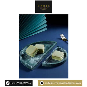 Plateau de service en marbre vert de luxe fait à la main plateau en pierre naturelle ustensiles de cuisine modernes décor à la maison approvisionnement en gros direct d'usine - Product Image 3