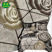 Vente directe d'usine, tissu imprimé paisley moutarde, motif botanique orné, tissu en polyester structuré pour ensembles de literie