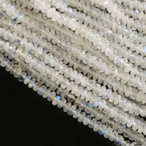 Rainbow Moonstone Smooth Rondelle Beads 3.5-5.5MM Natural Blue Flash Moonstone Loose Gemstone Beads 16 Inch for Jewelry Making - Product Image 2