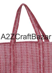 Sac fourre-tout en coton bohème indien fait à la main pour femmes, imprimé floral en blocs, sacs à bandoulière pour femmes - Product Image 3