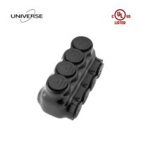   Connecteur de câblage isolé noir à 4 ports, raccord mécanique à double entrée pour fils de cuivre et d'aluminium de 4 AWG-500 Kcmil