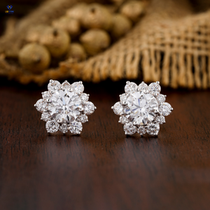 2.09 TDW rond brillant coupe étoile éclatement diamant goujon 18k or Rose labgrown diamant Hpht/Cvd diamant bijoux - Product Image 1