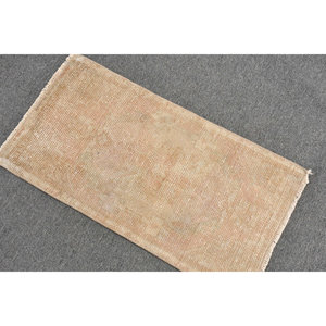 Alfombra turca de lana clásica Beige de 1,4X2,7 pies, diseño de retazos para entrada, sala de estar, dormitorio, forma de pasillo Rectangular de látex - Product Image 4