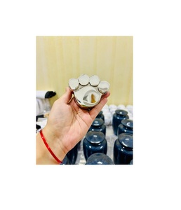 Ficha en forma de pata clásica de latón de estilo americano, urna pequeña para mascotas, acabado en níquel con soporte para entierro y cremación de mascotas - Product Image 1