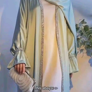 Casual étnico modesto XXL rayón Abayas para mujer elegante Kimono con capucha con diseño de botón bordado a mano estilo Formal - Product Image 1