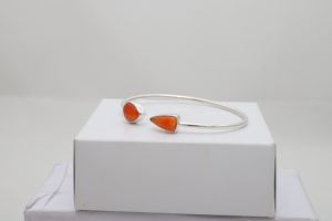 สร้อยข้อมือเงินแท้ 925 พรีเมียม ดีไซน์ทันสมัย ปรับขนาดได้ ประดับด้วยพลอยคาร์เนเลียนทรงลูกแพร์ ฝังแบบ Bezel Setting ทำด้วยมือ - Product Image 2