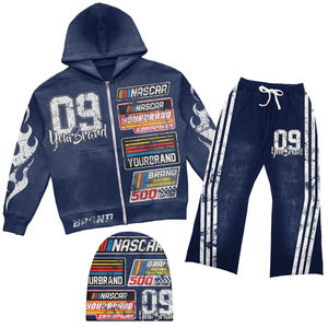 Ensemble de survêtement unisexe 2 pièces pour l'hiver, style streetwear, vintage, délavé à l'acide, surdimensionné, léger, respirant pour homme - Product Image 3