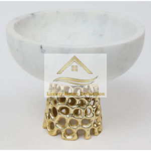 Cuenco de latón y Metal de lujo más vendido, suministro de comedor de mesa desechable, diseño elegante de flor y pájaro, sombra de Color dorado para - Product Image 6