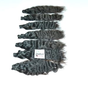 100% Raw Virgin Natural Looking South Indian Temple Cabello humano Rizado Bundle Extensiones alineadas de cutícula sin procesar para la venta - Product Image 4