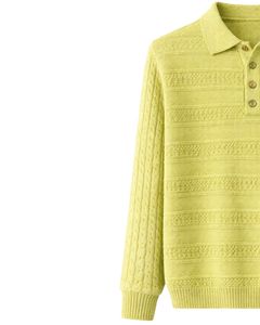 Suéter Polo de Punto de Lana Amarillo Claro Personalizado para Hombre, Manga Larga, Cuello con Botones, Invierno, Suave, Cálido, Informal, a la Moda - Product Image 3